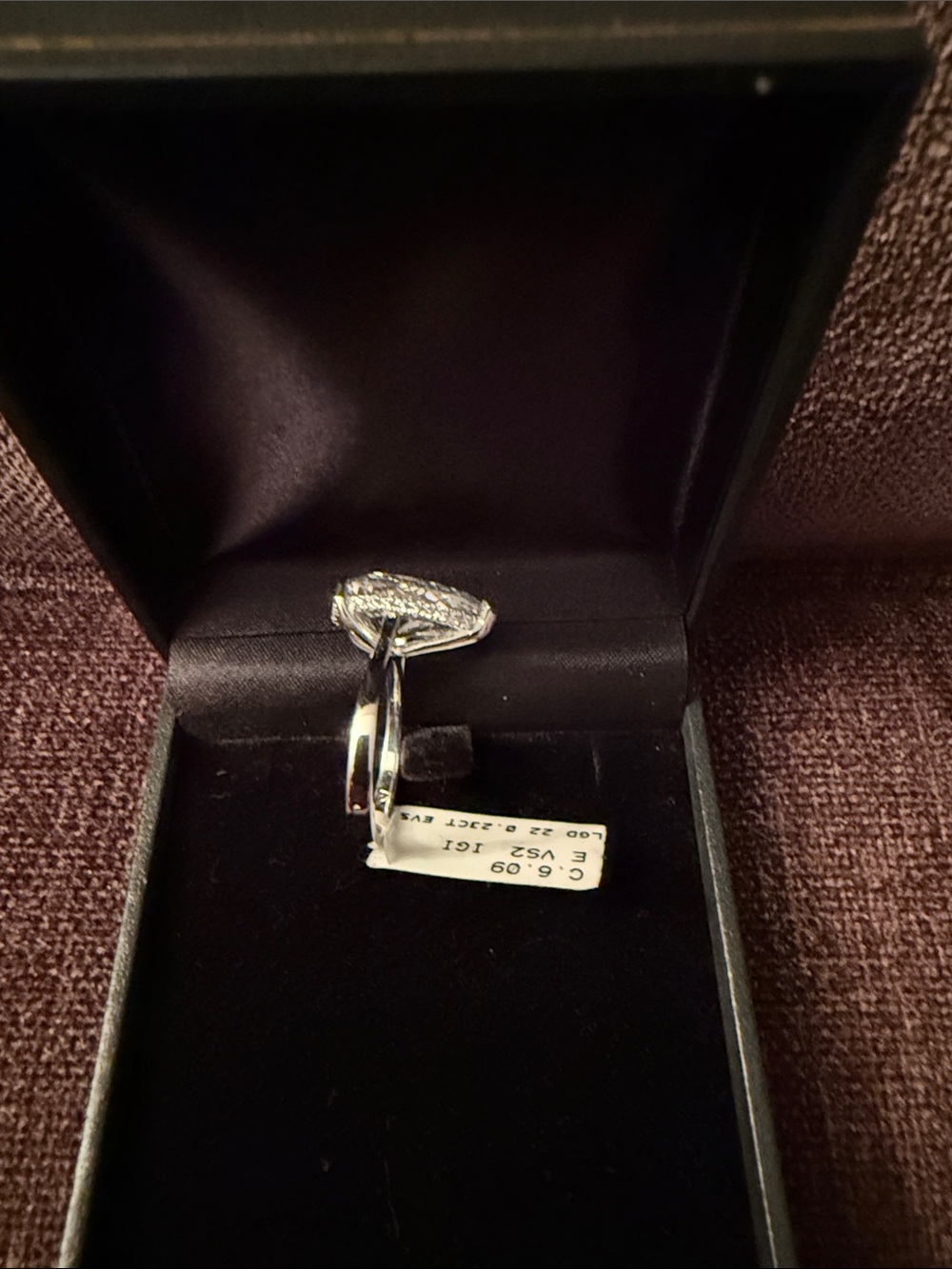 6.09 plus Carats Certified 14k White Gold Diamond Pear Ring with certification! - Picture 3 of 10
